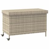 VidaXL Tuinbox met wielen 110x55x73 cm poly rattan lichtgrijs
