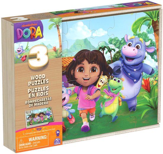Top1Toys Spin Master Games Dora the Explorer 3-pack wooden puzzles, 24 pieces each