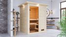 Karibu Sandra Sauna met Dakkraag Biokachel 3,6 kW Externe Bediening