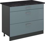 Vicco Keukenonderkast R-Line, Blauw-grijs/Antraciet, 100 cm antraciet werkblad