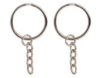 INNSPIRO Dubbele sleutelhanger met zilverkleurige metalen ketting, diameter 25 mm (22 mm), ketting 25 mm.