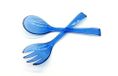Kimmel Saladebestek serveerbestek 2-delig, kunststof plastic bestek blauw transparant