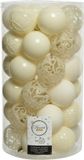 Decoris Kerstballen - 37x stuks - kunststof - wol wit - 6 cm