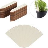 Relaxdays plantenlabels - set van 60 stuks - 10,5 cm - hout - naturel