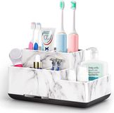 Support de brosse à dents et de dentifrice amovible - marbre blanc