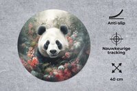 Ronde muismat - Panda - Bloemen - 40x40 cm - MousePadParadise