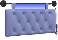 vidaXL Hangend hoofdbord Met LED-verlichting Jeans Blauw Stof