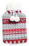 Cosy & Trendy Warmwaterkruik - 2L - Rood/Wit - Polyester - Met hoes