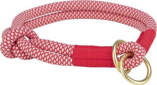 Trixie Halsband Hond Soft Rope Half-Slip Rood/Creme Rond Gewoven Touw 50x1cm