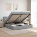 vidaXL Lit plateforme avec matelas et éclairage LED, gris clair, 200 x 200 cm, tissu