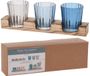 Home & Styling Set de photophores en verre sur planche en bois