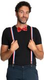 Partychimp Carnaval verkleedset bretels en strik Holland - rood/wit/blauw - volwassenen/unisex - feestkleding