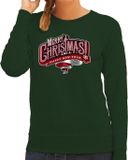 Bellatio Decorations Shoppartners Bv Merry Christmas Kersttrui sweater - voor dames - groen - S