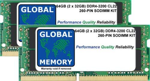 GLOBAL MEMORY 64 GB (2 x 32 GB) DDR4 3200 MHz PC4-25600 260-PIN SODIMM Memory Ram Kit voor Laptops/Notebooks