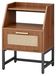 Icecat table d'appoint avec porte abattante, avec un aspect rotin, dimensions 40x30x60 cm, noyer/noir