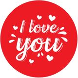 Bellatio Decorations I Love You cadeau sticker - rond - rood - Dia 9 cm