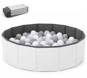 Icom Poland Icom Ballenbak Baby - Ballenbad met 90 Ballen - Ø 80 cm - Opvouwbare Ballenbak - Speelgoed vanaf 6 Maanden - Grijs