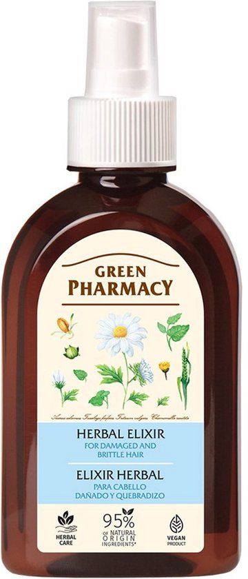 Green Pharmacy Kruidenelixer voor beschadigd haar met Kalmoeswortel - klis olie - kamille - gezond haar 250ml