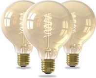 Calex Spiraal Filament LED Lamp - E27 - Globe 9.5cm - Vintage Lichtbron - Goud - Warm Wit Licht - Dimbaar - 3.8W