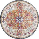 Surya Lou rond vloerkleed vintage oosters donkeroranje