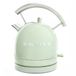 SWEISS KTL7 Vintage elektrische waterkoker, 1,8 l, compact roestvrij staal, praktisch, 2200 W, snel koken, zichtbaar waterniveau en schaalbaar, automatische uitschakeling, 360° sokkel, groen