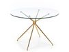 Table de salle à manger ronde verre et acier doré 110 cm