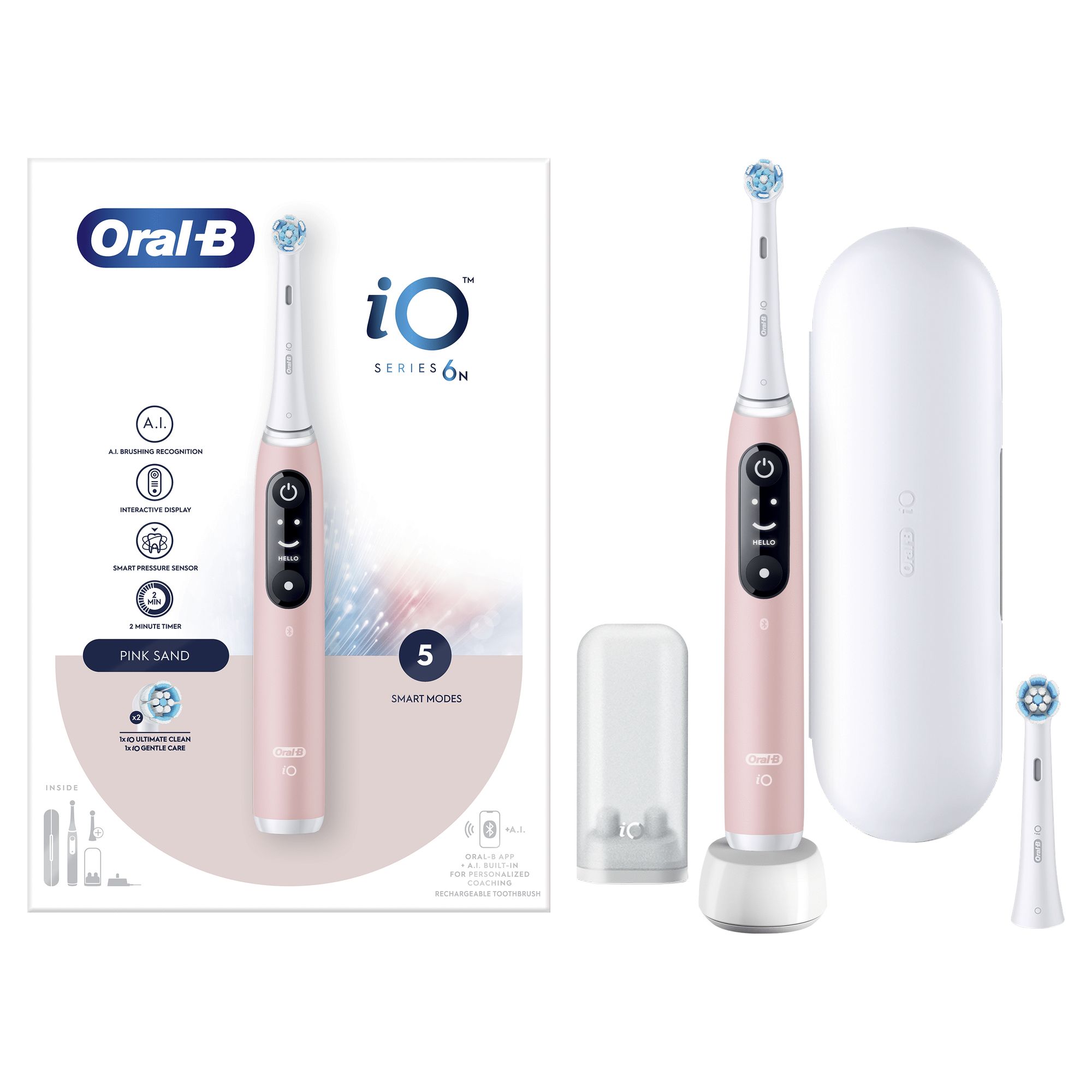 Oral-B iO6N Elektrische Tandenborstel - Beige, Wit