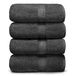 Ariv Premium 4-delige grote katoenen bamboe badhanddoekenset, 30 x 52 inch, zwart, super absorberend, zacht, sneldrogend, duurzaam, perfect voor badkamer, sportschool, hotel en spa