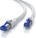 Primewire Câble LAN, CAT 8, câble de raccordement, RJ45, câble réseau, 40 Gbit/s, S/FTP, double blindage, contacts plaqués or, protection contre les torsions, rétrocompatible, Ethernet, 3 mètres, blanc