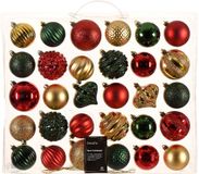 Decoris Kerstbal mix rood goud groen 30 stuks