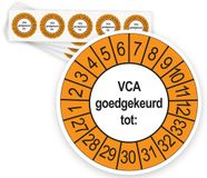 Merkloos / Sans marque Ricard Keuringsstickers VCA 2027 | 50 stuks, Ø 35 mm | Buiten Oranje