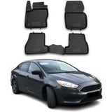 Omac Tapis De Sol Compatible Avec Ford Focus Mk3 2011-2018 Sur Mesure En Caoutchouc Noir