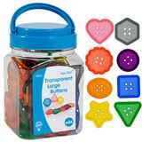 edx onderwijs Transparant Grote Knoppen - Mini Jar - Light Box Accessoire - Sensorische en Fijne Motor Vaardigheid Ontwikkeling - Wiskunde Manipulatief - Voor Leeftijden 18M+