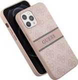 GUESS Housse arrière à motif rayé Rose TPU pour Apple iPhone 12 Pro Max