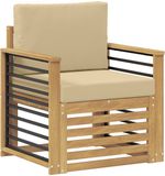 vidaXL - Tuinbank - Metaal - Wit en Beige - 1 Zits - Inclusief 2 Kussens
