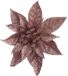Cosy & Trendy Kerstboomversiering op clip - donker beige - glitter bloem 15 cm