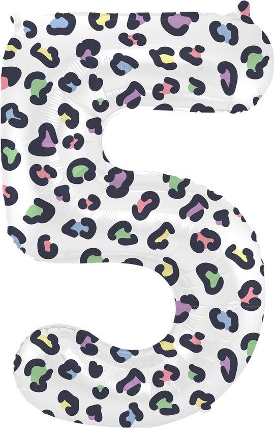 Folat Folieballon Cijfer 5 Bright Panther - 86 cm
