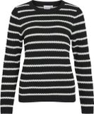 Vidalo Vila Trui Vidalo O-neck L/s Stripe Knit Top- 14101685 Black/white Alys Dames Maat - S