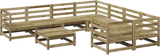 vidaXL Loungeset 9-delig - Geïmpregneerd Grenenhout - 8 Zitplekken