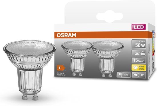 Osram LED lamp - Spot GU10 - 4,3W - 350 lumen - warm wit - niet dimbaar - 2 stuks
