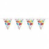 Merkloos / Sans marque Folat Bv Happy B-day vlaggenlijn - met stippen - 10 meter - multi kleuren - verjaardag