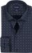 OLYMP Level 5 body fit chemise - longueur de manche 7 - piqué - foncé - avec motif bleu clair - Facile à repasser - Tour de cou : 42 (taille UE : L)