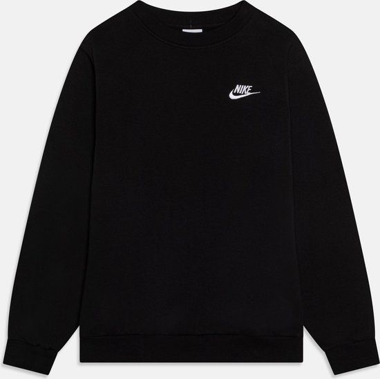 NIKE K NSW CLUB FLC CREW LS LBR Unisex Sporttrui - Zwart - Wit - Maat S