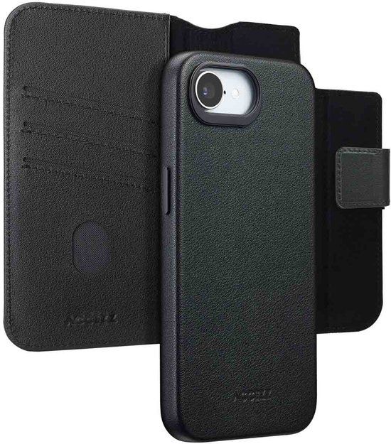 Accezz Leather Bookcase 2-in-1 geschikt voor Apple iPhone 17e / 16e - MagSafe - Zwart
