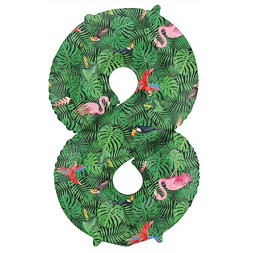 Folat Jungle Vibe 64158 Folieballon Cijfer 8 Groen 86 cm