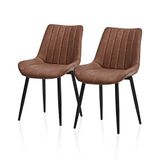 TUKAILAi Eetkamerstoelen Set van 2 Bruin Kunstleer Gestoffeerde Keukenstoelen met Rugleuning en Zwart Metalen Poten