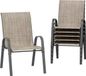 Set de 6 chaises de jardin – Chaises d'extérieur empilables – Revêtement en tissu Teslin, Flex Comfort – Cadre robuste en acier/fer – Haut dossier – Marron