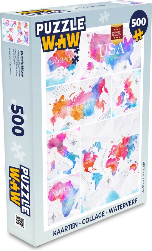 MuchoWow Puzzel Kaarten - Collage - Waterverf - Legpuzzel - Puzzel 500 stukjes