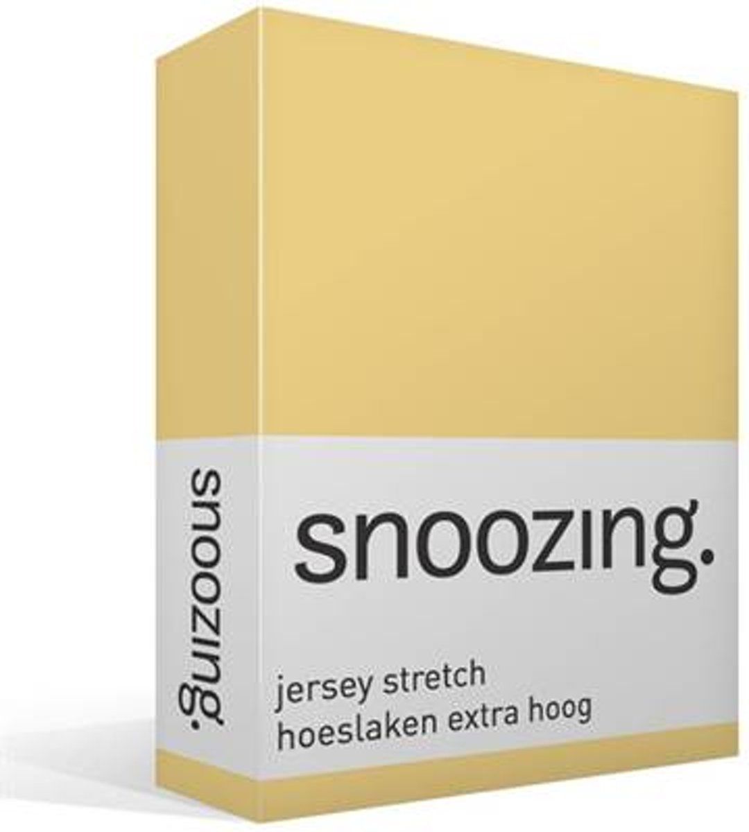 Snoozing Jersey Stretch - Hoeslaken - Extra Hoog - Eenpersoons - 90/100x200/220 cm - Geel