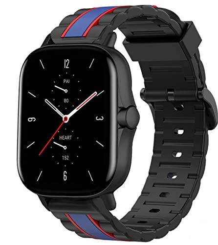 Strap-it Special Edition Band - zwart/blauw - Geschikt voor Amazfit GTS 2